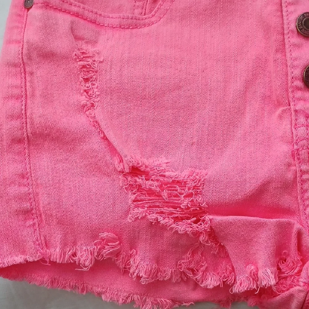 Pink Distressed Denim Shorts - Picture 4 of 7